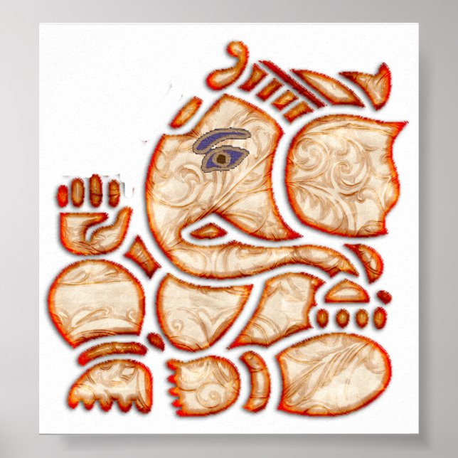 Poster Lord Ganesh, Grand Dieu Hindou Pour Le Bonheur (Devant)