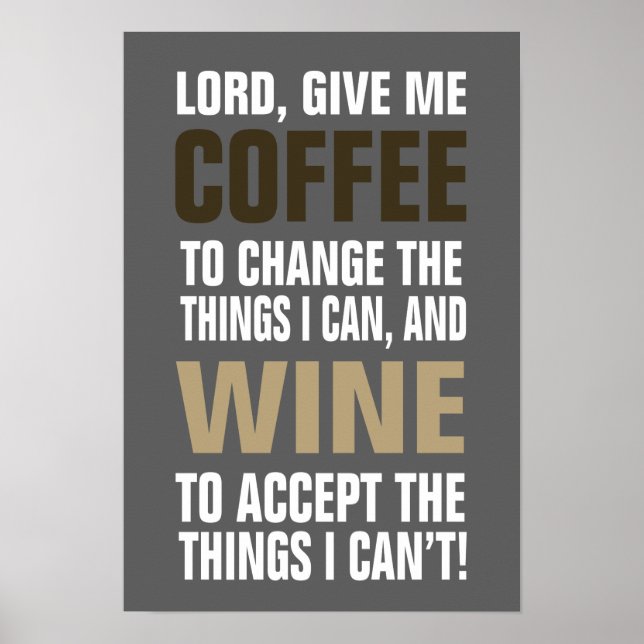 Poster Lord Give Me Coffee and Wine ! (Devant)