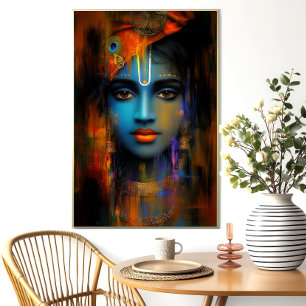 Poster Lord Krishna Art Imprimer : Abstrait Hindu God Art