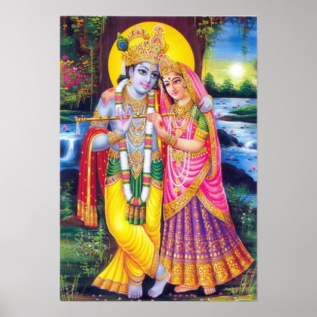 Poster Lord Krishna & Radha (Devant)