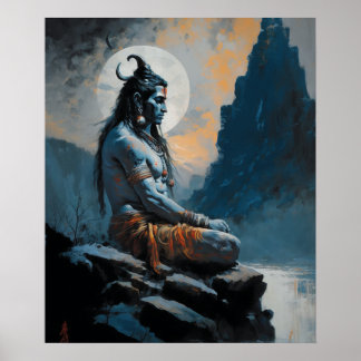 Poster Lord shiva méditation, chauffage au foyer, cadeau,