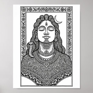 Poster Lord Shiva Mehendi Traditionnelle Indienne Et Mand