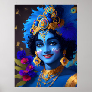 Poster Lord Shri Krishna Hindu Deity AI Généré