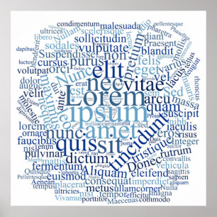 Poster Lorem Ipsum Nuage de mots - Version bleue