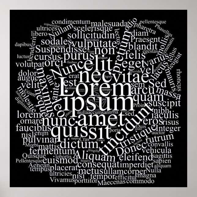 Poster Lorem Ipsum Word Cloud - Version blanche (Devant)