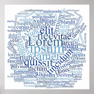 Poster Lorem Ipsum Word Cloud - version bleue