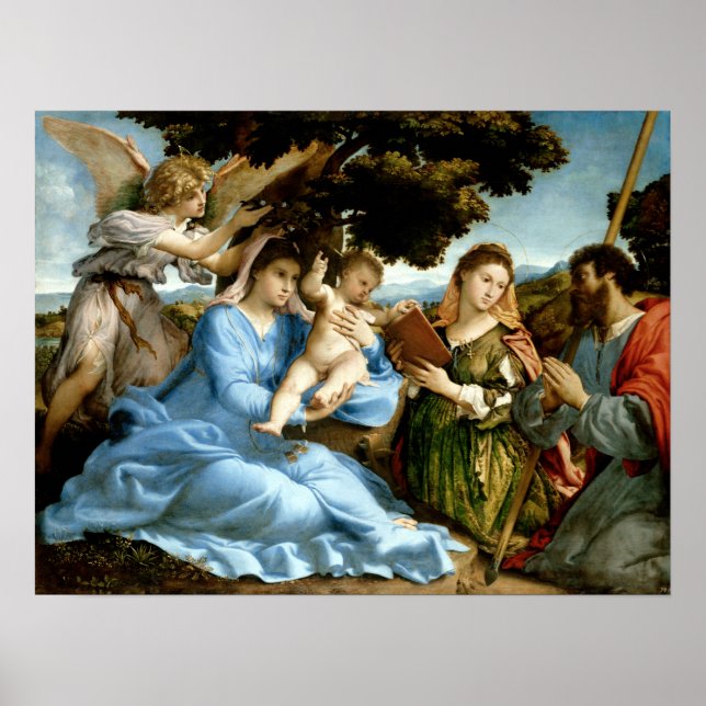 Poster Lorenzo Lotto Madonna et l'enfant avec les saints (Devant)