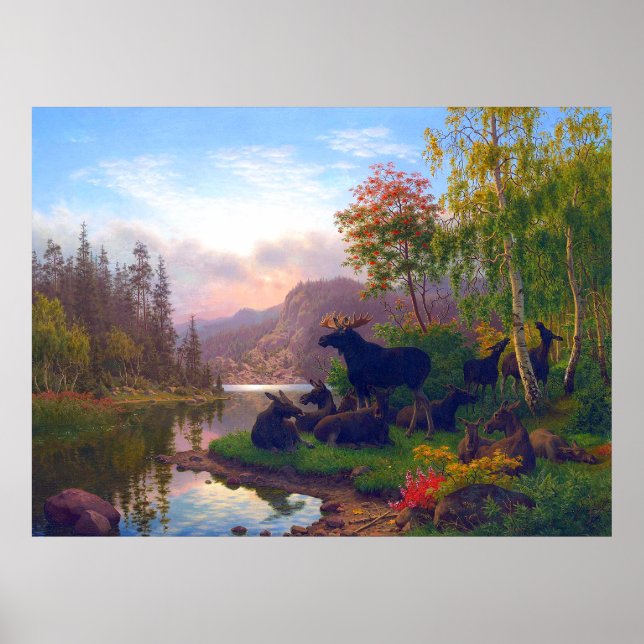 Poster L'orignal majestueux dans un paysage d'automne sué (Devant)