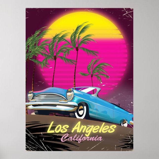 Poster Los Angeles 1980 Retro Travel print (Devant)