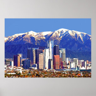 Poster Los Angeles California City & San Gabriel Mountain
