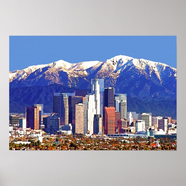 Poster Los Angeles California City & San Gabriel Mountain (Devant)