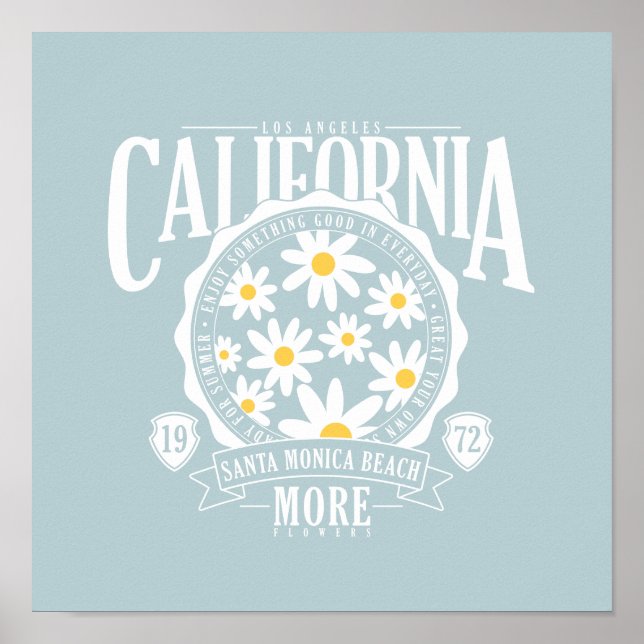Poster Los Angeles California Floral Graphic (Devant)