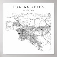 Los Angeles California Minimal Modern Street Map