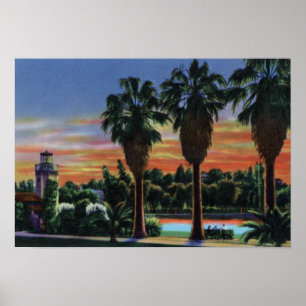 Poster Los Angeles California Sunset at Echo Park