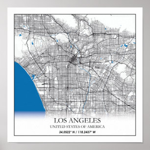 Poster Los Angeles California USA Travel City Carte
