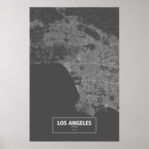 Poster Los Angeles, Californie (blanc sur noir)