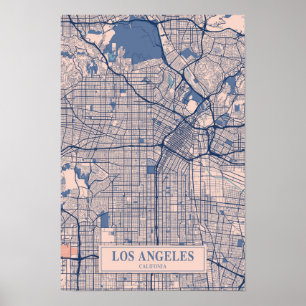 Poster Los Angeles Californie Carte de la ville venteuse