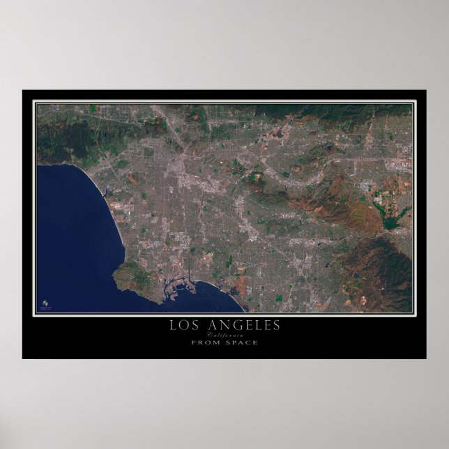 Poster Los Angeles Californie - Carte satellite spatiale (Devant)