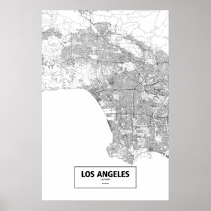 Poster Los Angeles, Californie (noir sur blanc)