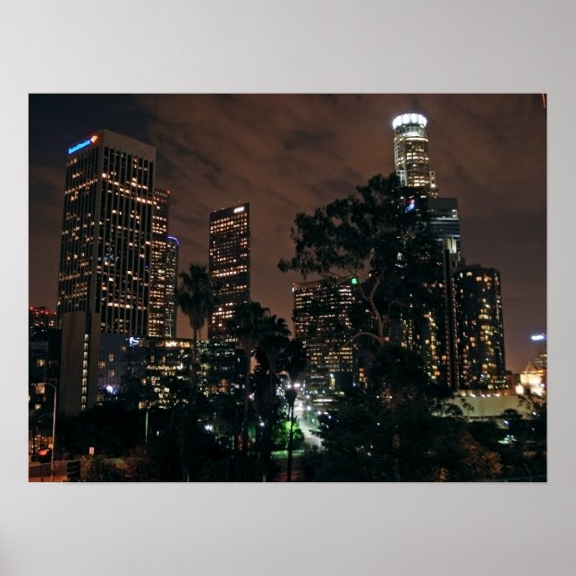 Poster Los Angeles Skyline par nuit (Devant)