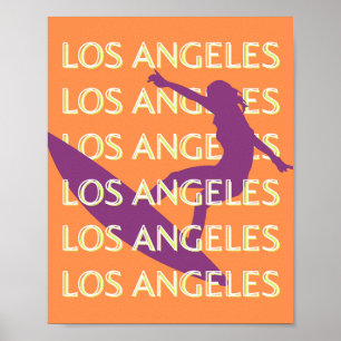 Poster Los Angeles Travel Art, Californie, Voyage, Orange