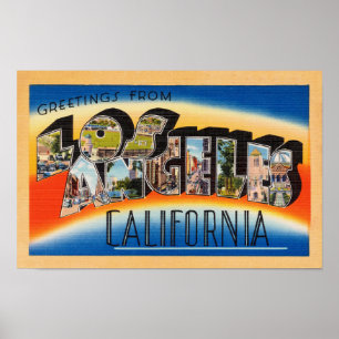 Poster Los Angeles Vintage Travel Postcard Restored