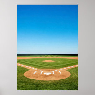 Poster Losange de Baseball Sous un Ciel Bleu Clair