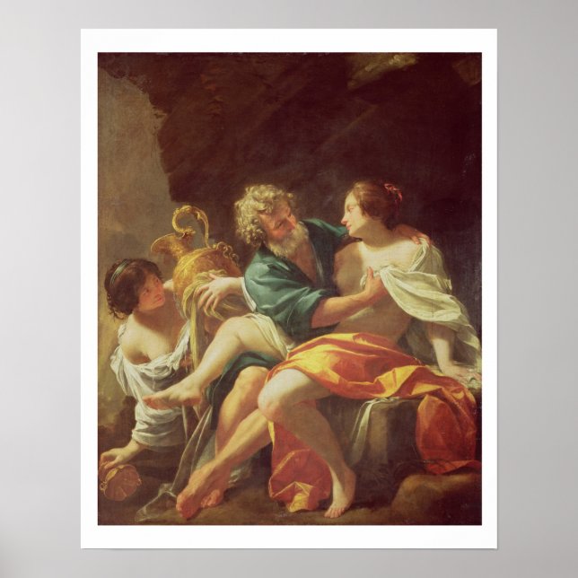 Poster Lot et ses filles, c.1630 (huile sur toile) (Devant)