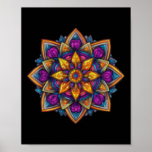 Poster Lotus de méditation mandala coloré