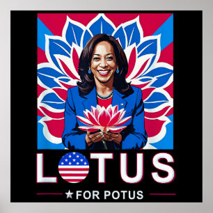 Poster Lotus For Potus USA Election Kamala Harris 2024