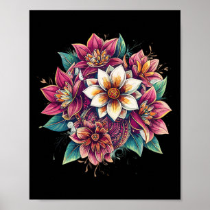 Poster Lotus Mandala Boho Floral Yoga Méditation Zen