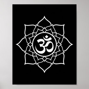 Poster Lotus Ohm Om Symbole Yoga Débutants Méditation Des