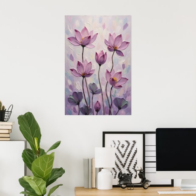 Poster Lotus – Oil Painting (Bureau à domicile)