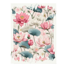 Lotus romantique en rose, crème et vert tendre