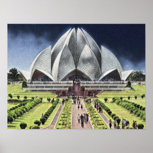 Poster Lotus Temple Delhi Inde