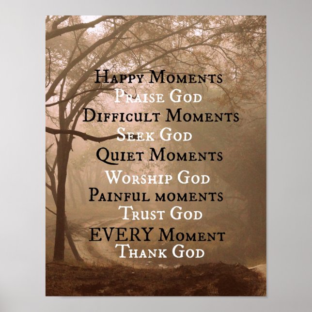 Poster Louange Dieu dans tous les instants Citation (Devant)