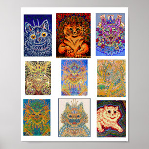 Poster Louis Wain, 9 chats psychédéliques