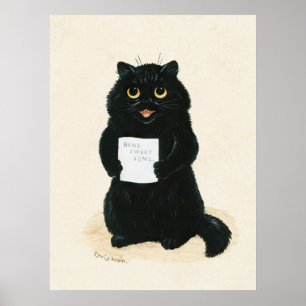 Poster Louis Wain Accueil Sweet Home Chat Noir Kitten Drô