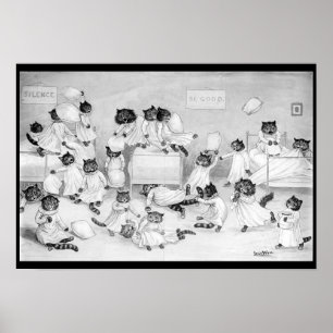 Poster Louis Wain Cat Art Be Good cat coussin combat