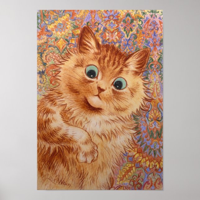 Poster Louis Wain Chat de gingembre étonné Chambre pour e (Devant)