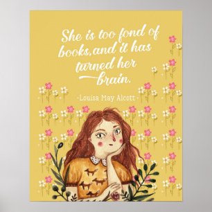 Poster Louisa May Alcobook Lover Floral Art Print