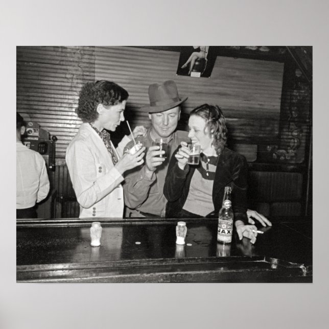 Poster Louisiana Bar, 1938. Photo vintage (Devant)