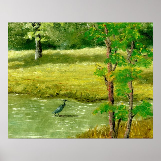 Poster Louisiana Pond et Blue Heron (Devant)