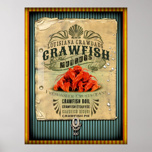 Poster Louisiane Crawfish 2 New Orleans Cajun (Devant)