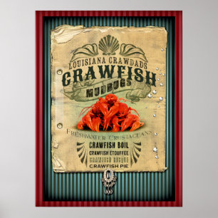 Poster Louisiane Crawfish New Orleans Cajun
