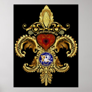 Poster Louisiane Fleur De Lis Bicentennial