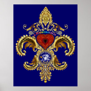 Poster Louisiane Fleur De Lis Bicentennial