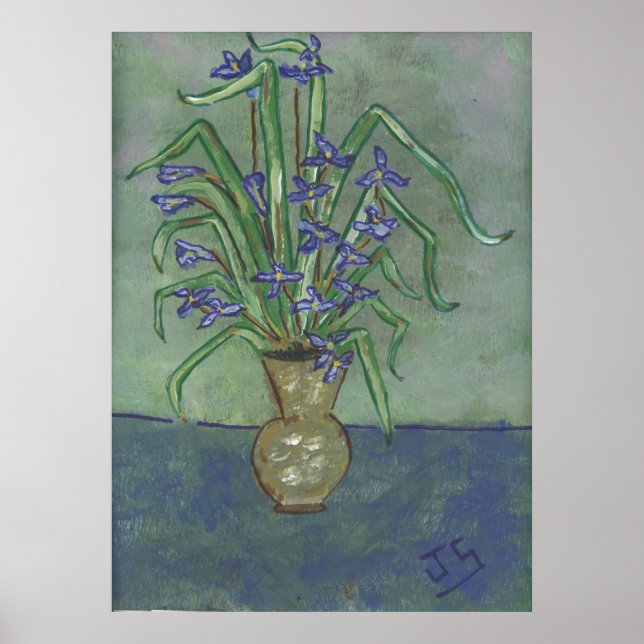 Poster Louisiane Irises Dans Un Vase (Devant)