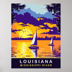 Poster Louisiane, Mississippi River, Voyage