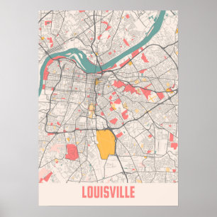 Poster Louisville - Carte de la ville de Kentucky Chalk